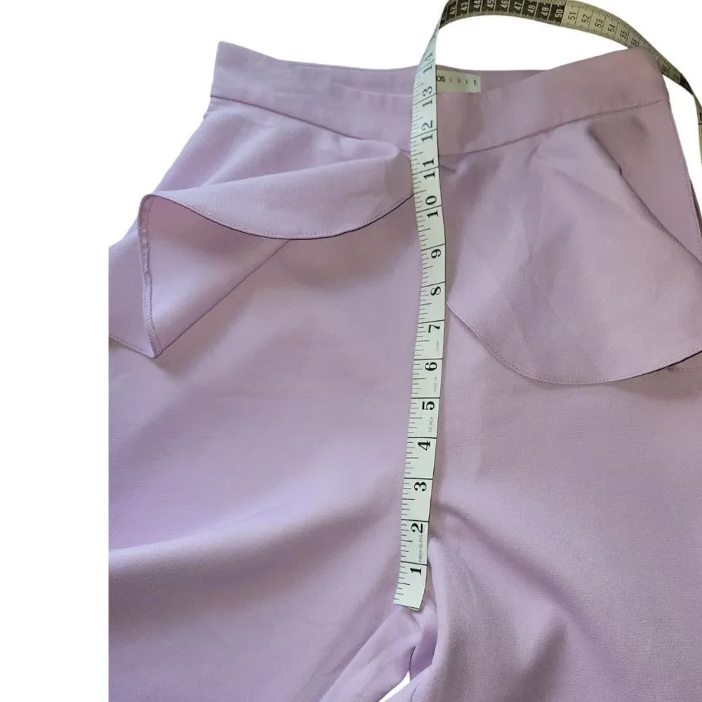 NWT ASOS LUXE Wide Flare Leg Tailored Pants Frill Overlay Lilac Purple 4